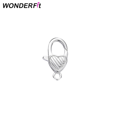 13mm Fashion 925 Sterling Silver Heart Lobster Clasp With Twill Detail For DIY Jewelry Necklace Brac