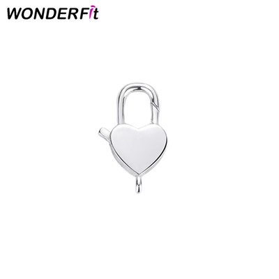 Sterling Silver 925 Jewelry Findings Components Plain Heart Shaped Lobster Charm Clasp For DIY