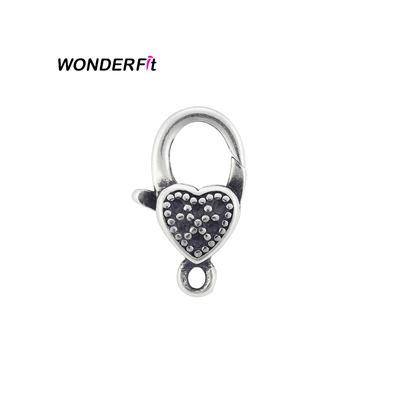 13mm Black Plated Hook Clasp Heart Shaped Lobster Claw Clasp In Solid Silver