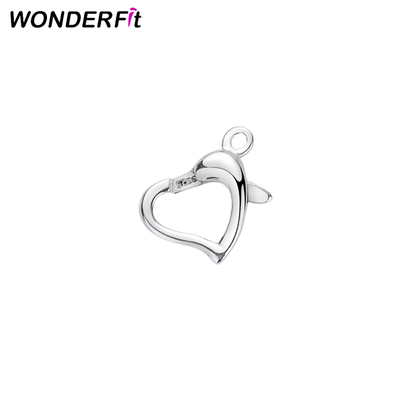 Dainty 925 Sterling Silver Heart Shaped Pendant Clasp Gold Plated Heart Lobster Clasp With Trigger