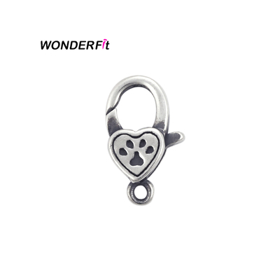 13mm Adorable Oxidized Sterling Silver Dog's Paw Claws Print Shaped Small Clasp Keychain Lobster Cla